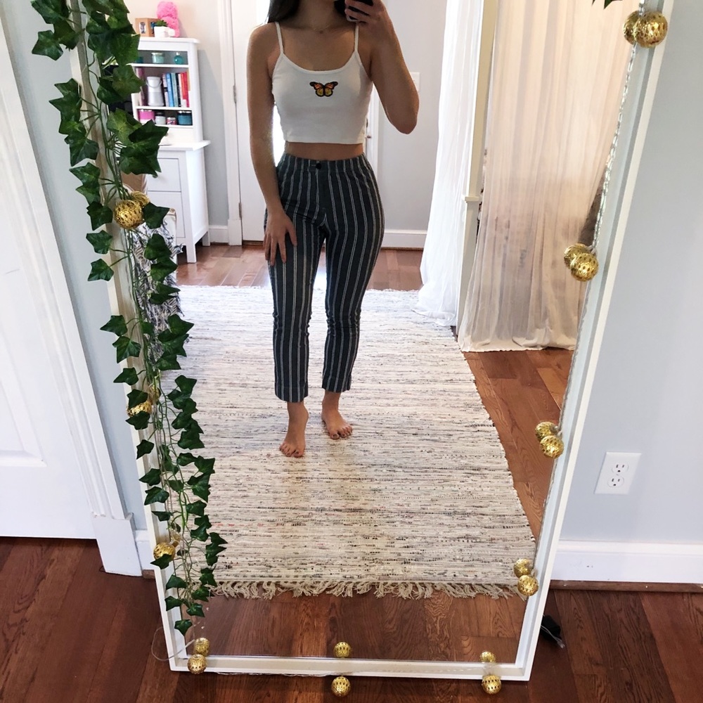 Embroidered butterfly tank brandy Melville